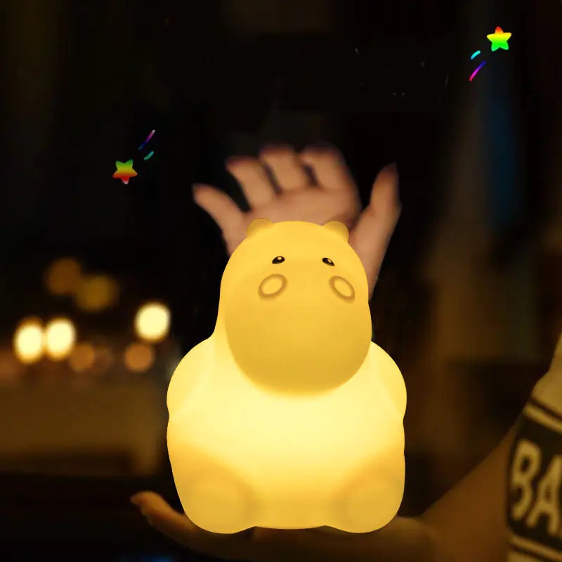 Medium Hippo Silicone Night Light - USB Rechargeable