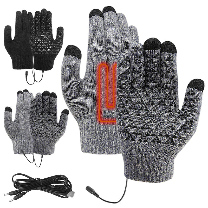 USB Heated Knitted Thermal Gloves