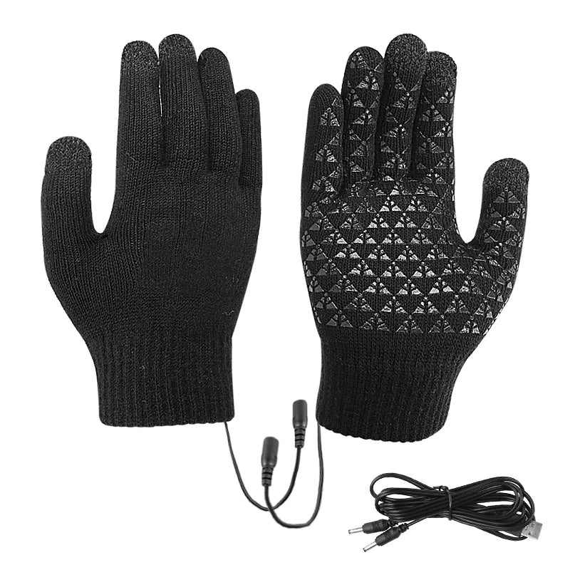 USB Heated Knitted Thermal Gloves